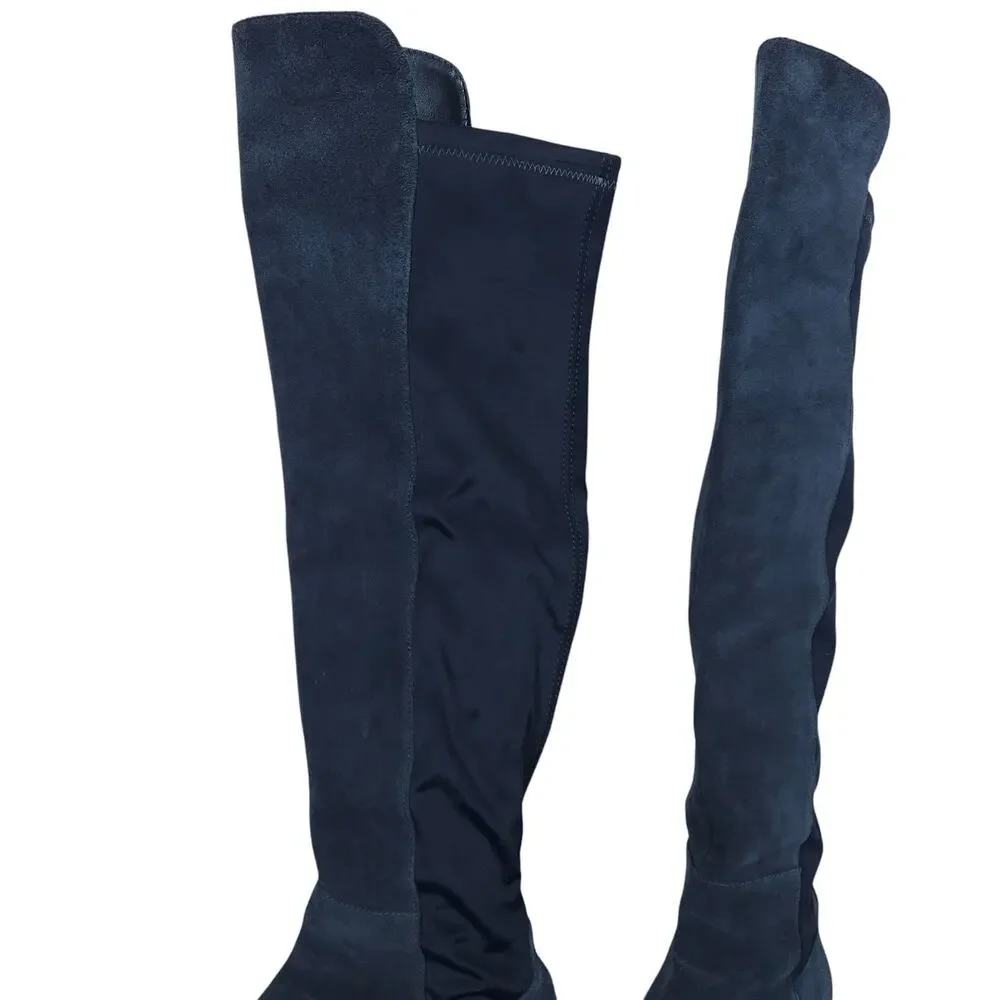 Blondo Womens Over The Knee Boots 8 Soft Black Suede Leather Waterproof Pull On